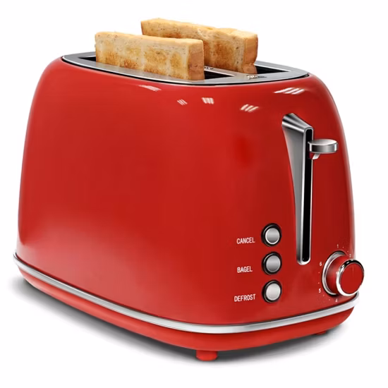 Hochwertiger Retro-Edelstahl-Toaster mit 6 Brotfarbeinstellungen und 2 Scheiben